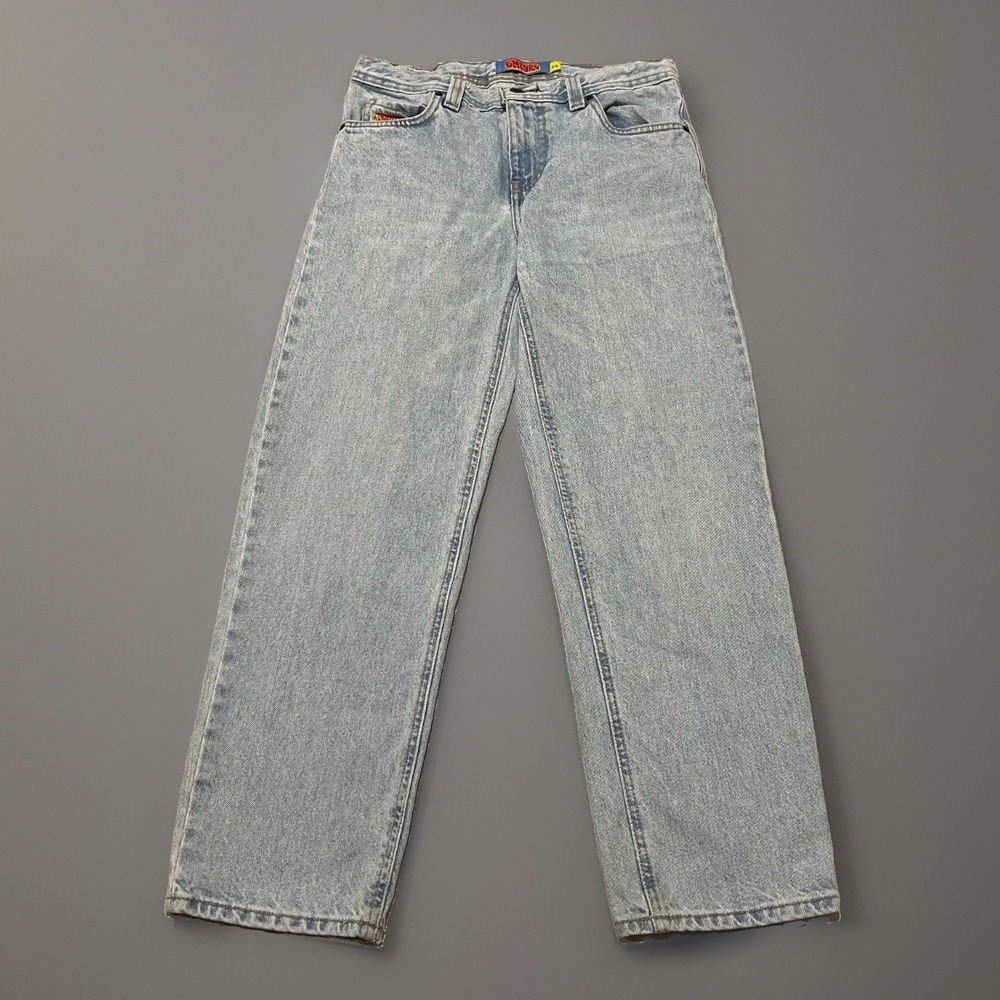 Empyre Womens Light Blue Streetwear Loose Skate Baggy Straight Jeans Adjust 26
